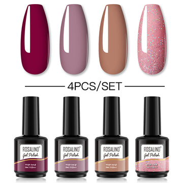 ROSALIND Gel Nail Polish 4Pcs/Set For Manicure Nails Art UV Gel Need Base Top Coat Vernis Semi permanent Nail Polish 15ML